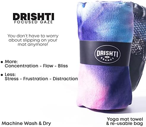 Drishti marke Hot Yoga Mat ručnik sa protukliznim hvataljkama, znojenja, standardna mat veličine 24 x72, plava