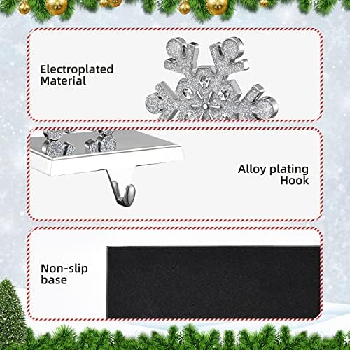Xiushe Božićna pahuljica za vješalica 3D srebrna Snowflake držač za mantel, mantle zaklopke za