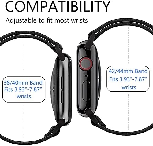 Lequineven Stretchy najlon solo petlje kompatibilne sa Apple Watch-om 38 40 41mm / 42 44 45mm, 2