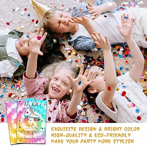 Pozivnice za klizanje sa kovertama - Roller Skate Party Poziv za djecu - Tye Dye Popunite kartice za pozive