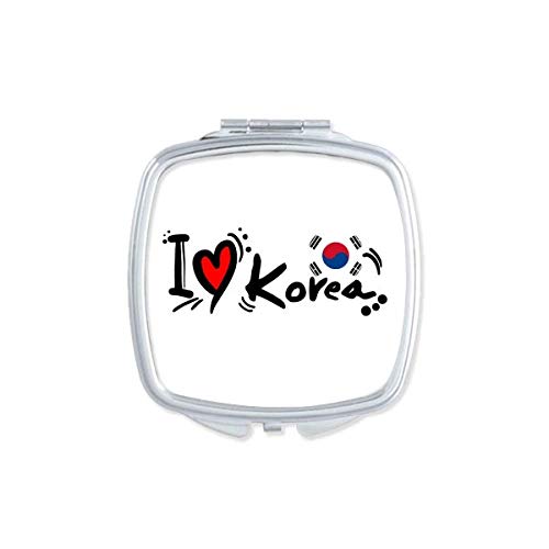 Volim Korejsku Riječ Zastavu Ljubav Ogledalo Sa Ilustracijom Srca Prijenosni Kompaktni Džepni