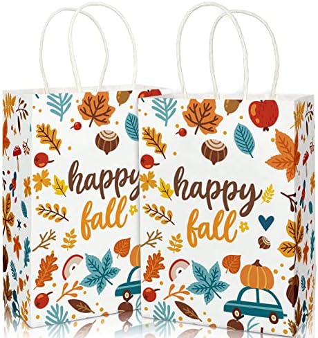 Anydesign 16pcs Happy Fall kesice od javora odvozi od papirne vrećice od bundeve s ručkom za Dan zahvalnosti