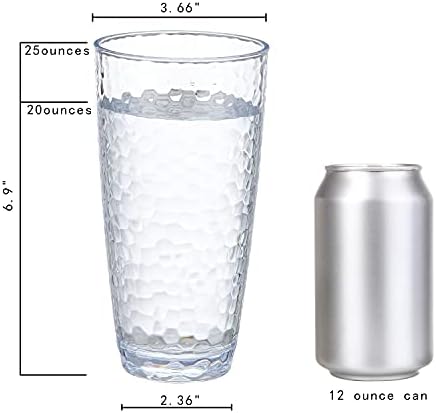 Kurala neraskidive plastične čašice, Set od 6 komada, veliki Set čaša za vodu, 25 Oz Highball čaša za piće