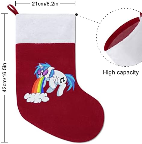 Rainbow povraćanje Jednorog Božićne čarape Klasični viseći ukrasi Bijela manžetna bombonska torba