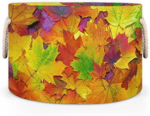Jesenski javor lišće jeseni sezonu Velike okrugle košare za skladištenje basketa za pranje rublja