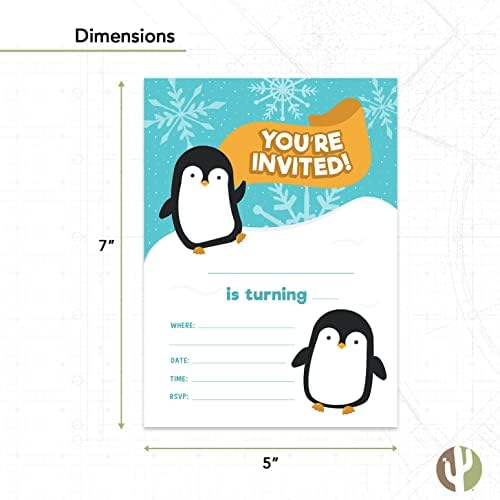 Obalni palminski pingvin Pozivnice za sretne rođendane Pozovite kartice sa koverte Dječjim djevojkama Dječje zabave