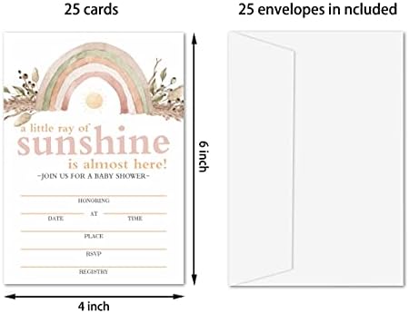 Yuansail Rainbow za bebe Poliv za tuširanje, Rainbow Popunite pozivnice, 25 kartica i koverte -