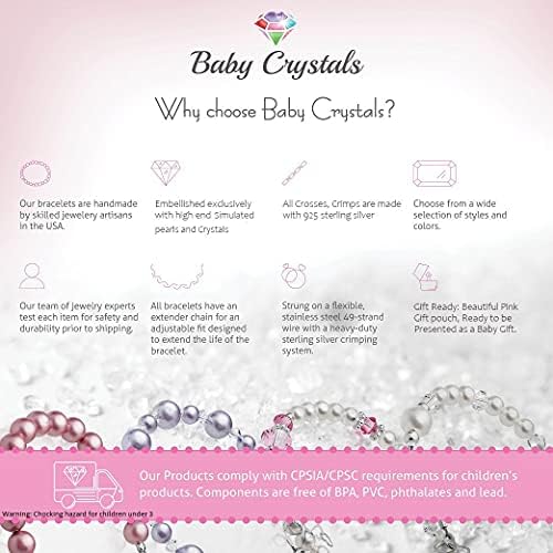 Baby Crystals elegantne narukvice od bisernih perli, narukvica za krštenje za djevojčice, šarm