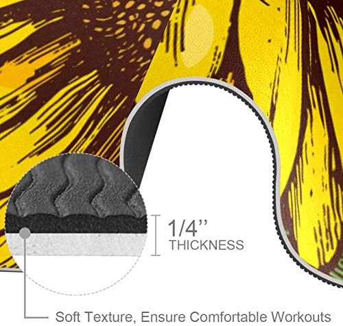 DJROW Yoga Mat Yellow Sunflower Painting natural Pilates Vježba Mat Eco Friendly Gym mat Thickness