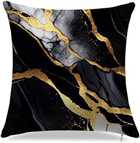 AFIYFH Crno siva i zlatna dnevna dekor, bacanje jastuka 18x18, ukrasni jastuk navlake set od