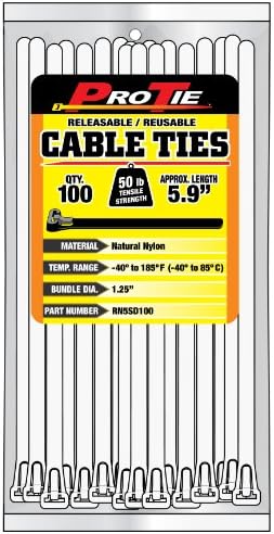 Pro Tie RN8SD25 7,9-inčne standardne vezice za kablove od prirodnog najlona koji se mogu otpustiti, 25