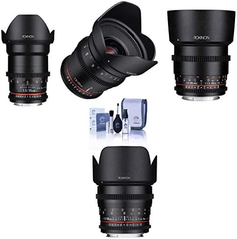 Rokinon 35mm, 50mm, 85 mm T1.5 i 20mm T1.9 Cine DS 4-leće komplet za Canon EF, paket sa kičem čišćenja