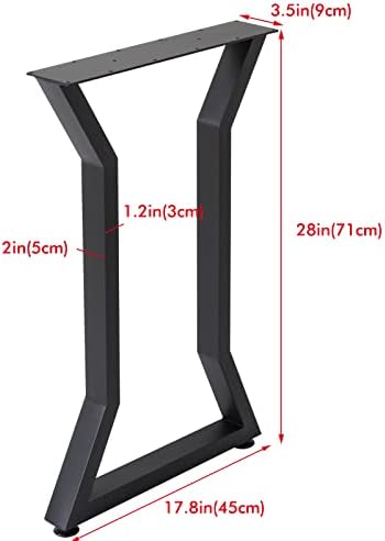 Zgr metalne stolne noge 28 Visina 17.7 Širina, moderna teška čelična čelična nameštaj za kafu DIY stolne noge