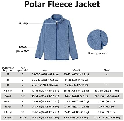 Essentials lažna jakna za dječake i malu djecu od polarnog flisa s punim patentnim zatvaračem
