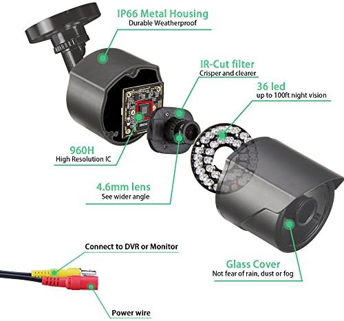 ZOSI 1000TVL 960H CCTV kamera 36IR LED-ovi na otvorenom noćni vid 100ft High Resolution Home