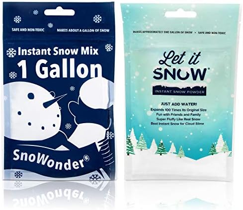 Let it Snow and SnoWonder Instant Snježni prah za ljigave i praznične dekoracije - Umjetna Snježna mješavina čini 2 galona lažnog snijega-napravljenog u SAD-u