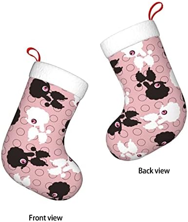 Austenstern Božićne čarape Senior pudlica slatka pasa ružičasta dvostrana kamina viseći čarape