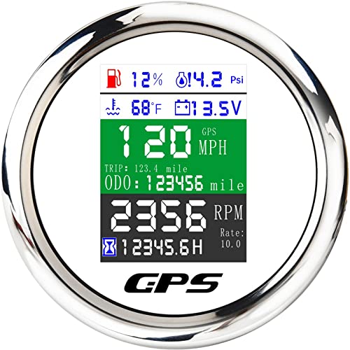 Maimeimi 6-in-1 GPS brzinomjer tahometrom tlaka tlaka VOLTmetar na nivou goriva Vodena temp-a s alarmom