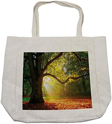 Ambesonne Leaves torba za kupovinu, Veličanstveni moćni hrast sa Uglavnom širim listovima šumske