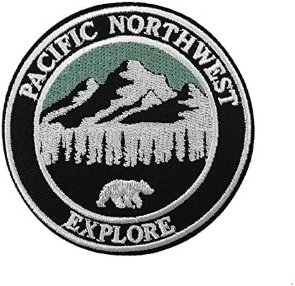 Slatka patch pacifik sjeverozapadna istražite vezeno gvožđe na patch-u na otvorenom, planinarenje kampovanjem