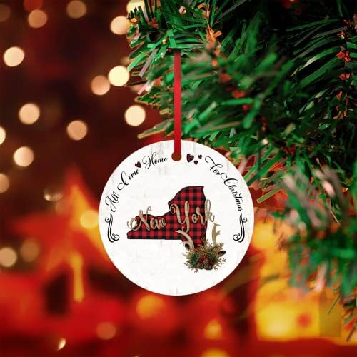 State of New York Božić Ornament Tree Hanging dekoracije sve doći kući za Božić Patriotska uspomena dvostrani