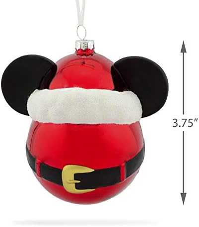 Hallmark Božić Ornament, Disney Mickey Mouse ikona sa Santa šešir Duvano staklo ukras
