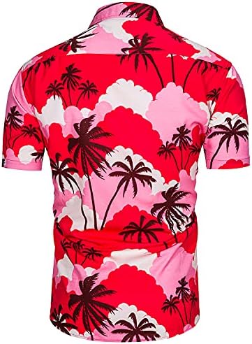 TUNEVUSE MENS Havajska majica kratkih rukava odijela cvjetna printa odijela tropske 2pc set gumb dolje majice