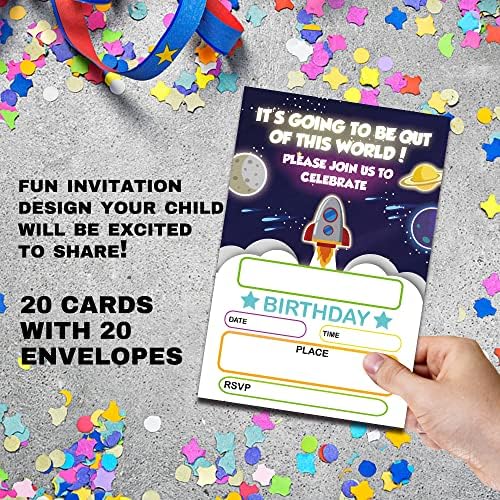 Karte za rođendanske stranke za rođendan, astronaut raketna stranka za djecu i dječake, rođendanska