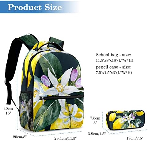 Tbouobt putnički ruksak set lagan laptop casual ruksak za žene muškarci, vintage cvijet pastora limuna