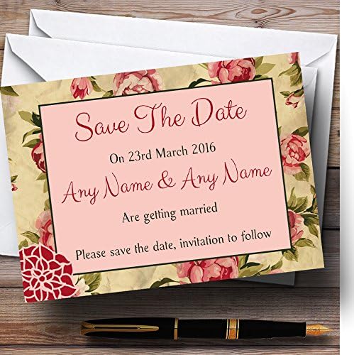 Shabby Chic cvjetni vintage deco personalizirano vjenčanje Sačuvaj kartice