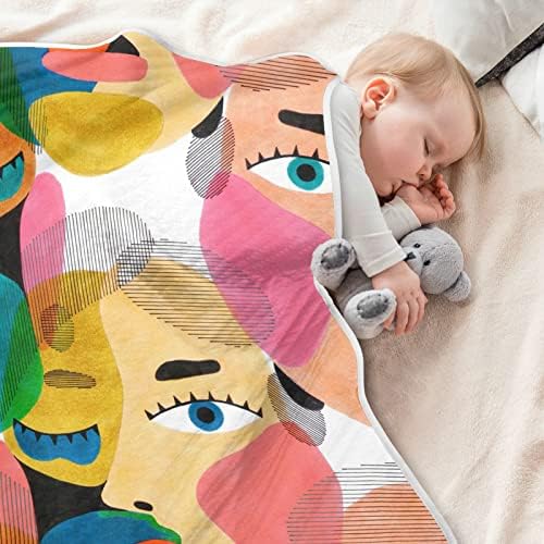 Swaddle pokrivač modernog apstraktnog ženskog portretnog pamučnog pokrivača za dojenčad, primanje pokrivača,