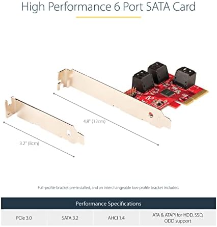 Starch.com SATA PCIe kartica - 6 Port PCIe SATA kartica - 6Gbps - Nizak / Puni profil - Slodije SATA konektori