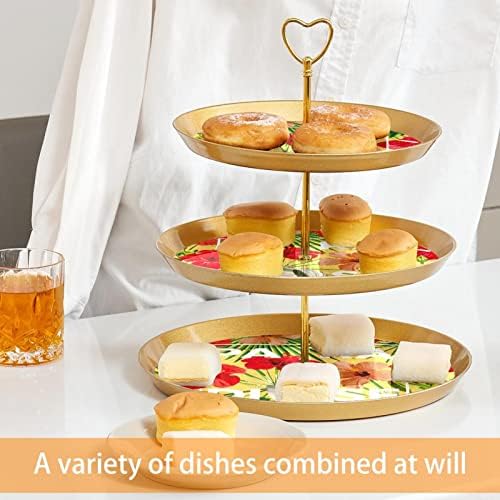 Set za prikaz desertnog stola, Zlatni stalak za kolače, Štandovi za deserte, 3-slojni poslužavnik