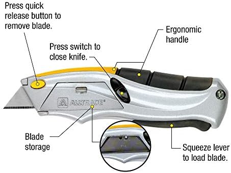 Cat sigurnosni Pomoćni nož kutija rezač self-uvlačenje noža, stisnuti ručkom za proširenje noža & Alltrade Squeeze