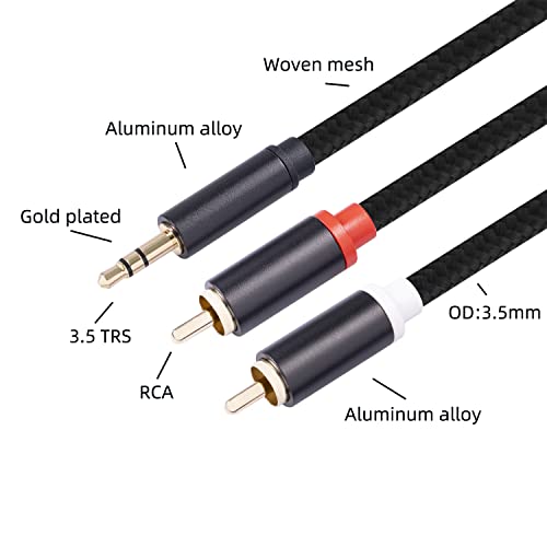 RCA do 3,5 mm kabel, AUX to RCA slušalica muški za muški jack adapter najlon 1/8 do RCA Audio