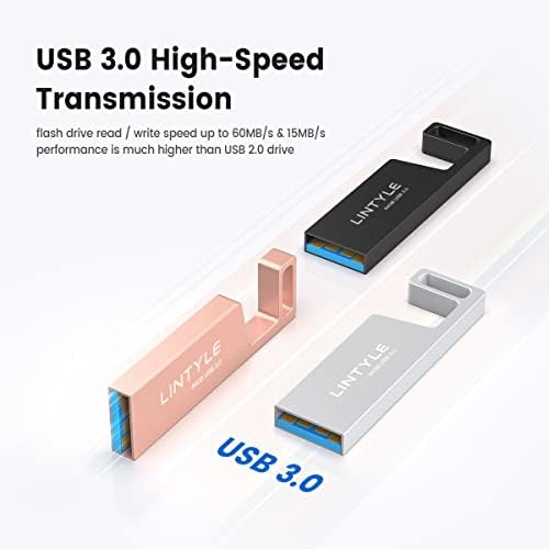 Lintyle 3 Pack USB Flash Drive 64GB USB 3.0 palac pogon sa tipkom sa ključem, 64g 64GB metalni USB pogon 3.0