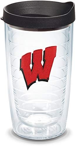 Tervis Wisconsin Badgers primarni logo Tumbler sa amblemom i crnim poklopcem 16oz, Clear