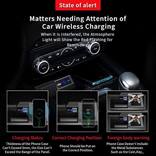 KUCOK CAR Wireless Charger Custom Fit za Mazda CX5 2017-2022,15W QI Brzi punjenje Centralno upravljanje Centralnim