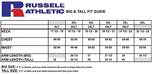 Russell atletičke vlage Wicking košulje velike i visoke - suho fit veliki i visok
