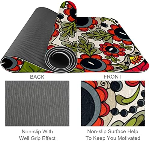 Lobanja crveno cvijeće uzorak Funny Premium Thick Yoga Mat Eco Friendly Rubber Health & amp; fitnes non Slip