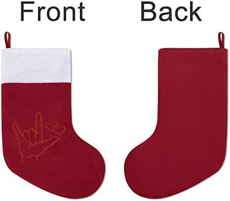 Asl Volim te znatno znatno personalizirano božićno čarapa Početna Xmas Tree Kamin Viseće ukrase