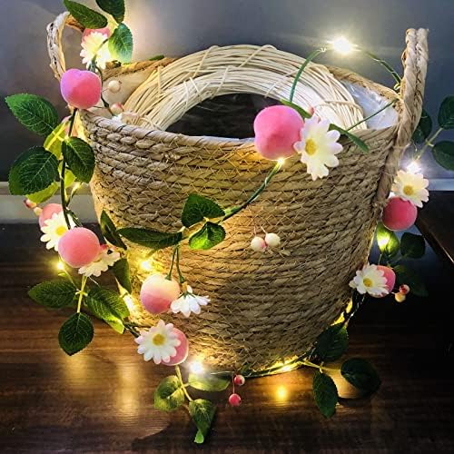 Sezrgiu Umjetna breskva loza sa LED koprom žičana svjetla viseća voćna cvjetna biljka Vine