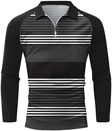 XXBR MENS dugih rukava Polo majice, patl Striped Colorblock patchwork casual rever ovratnik majica mišića