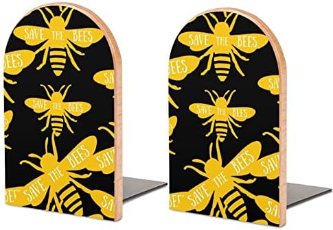 Sačuvajte Bees Wood Bookends teške držače za knjige za police ukrasni krajevi knjiga