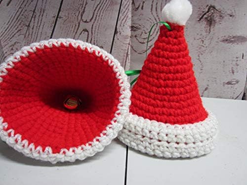 Ručno rađena kukičana santa šešir sa žicom božićnog stabla - set od 2