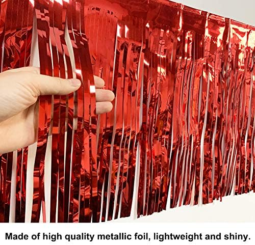 Bluy 10 stopa za 15 inčni crvena folija Fringen Garland - pakovanje od 6 | Shiny Metallic Tinsel Baner |