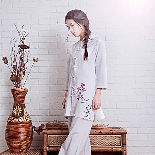 Ksua Ženska tradicionalna kineska odjeća Tai Chi Uniform Chinese Kung Fu Odjeća sa tri četvrtine rukava