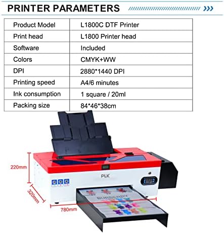 PLK DTF Transfer Printer A3 L1800 T-shirt Printer za tamne&Svjetlo T-Shirt, Hoodie, tkanine