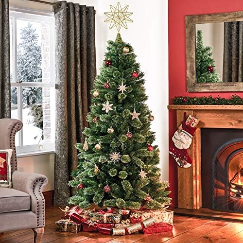 Dearhouse 13.4 inča Bijelo Božićno stakleno staklo Božićne ukrase, zlatno blistavo božićno stablo