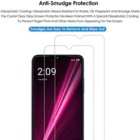 VIESUP za T-Mobile Revvl 6 5G HD prozirno kaljeno staklo za zaštitu ekrana - [2pack] 9h tvrdoća prilagođena futroli